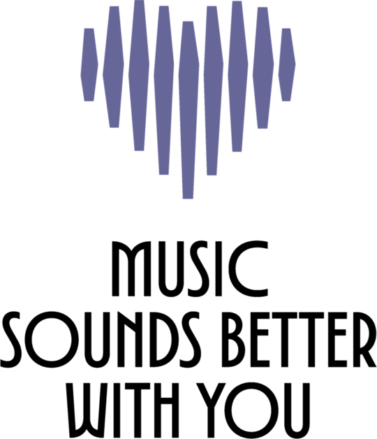 Heart-Shaped Soundwave, ”Music Sounds Better with You” | Creator 2.0 | Purple & Black Illustration