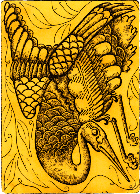"Yellow crane" - gravură în metal