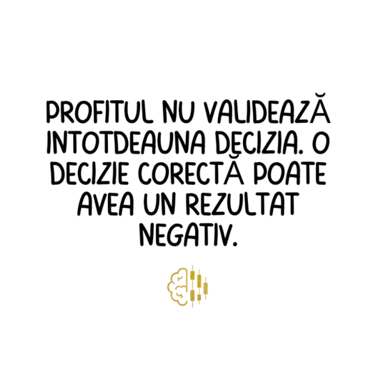 Profitul nu validează întotdeauna decizia. O decizie corectă poate avea un rezultat negativ.