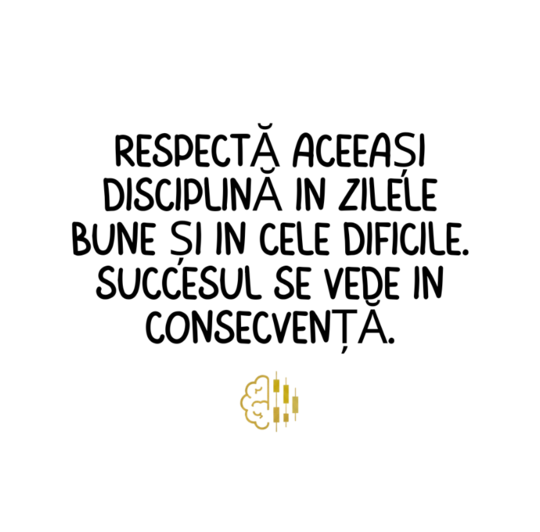 Respectă aceeași disciplină în zilele bune și în cele dificile. SUCCESUL se vede în consecvență.