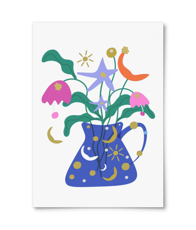 Flori, luna, soare si stele Poster Premium - Portrait | Photo Matt Fibre 200