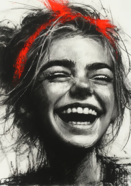 Portret cărbune cu rosu 1