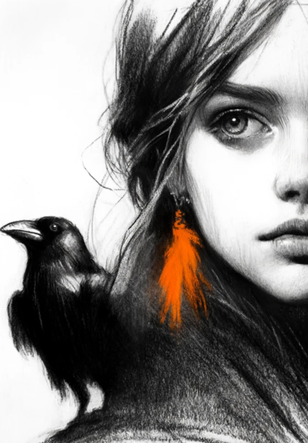 Portret cărbune cu rosu 2