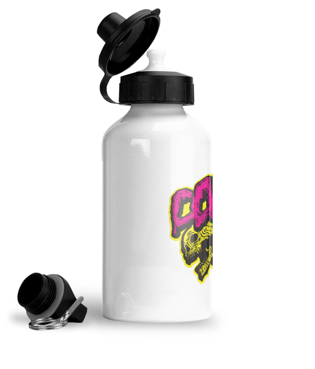 2skulls pink yellow Bidon Sport Din Aluminiu Cu Carabina