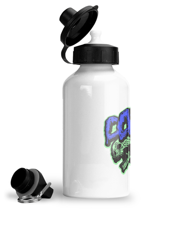 2skulls blue green Bidon Sport Din Aluminiu Cu Carabina