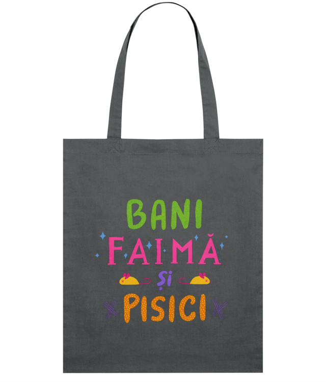 Bani, faima si pisici text, colorat Sacoșă Subțire Țesută De Bumbac | STAU773