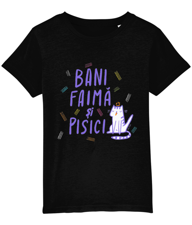 Bani, faima si pisici text Tricou De Bumbac Premium | Mini Creator 2.0