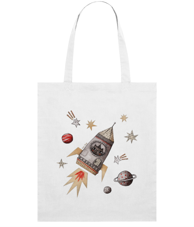 Pisica astronaut Sacoșă Subțire Țesută De Bumbac | STAU773