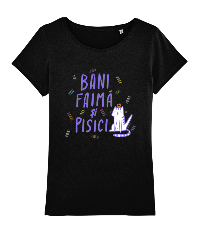 Bani, faima si pisici text Tricou Femei De Bumbac Premium | Muser