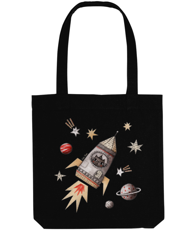 Pisica astronaut Sacoșă Țesută De Bumbac Organic | STAU760