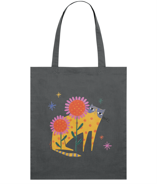 Summer sunflower cat Sacoșă Subțire Țesută De Bumbac | STAU773