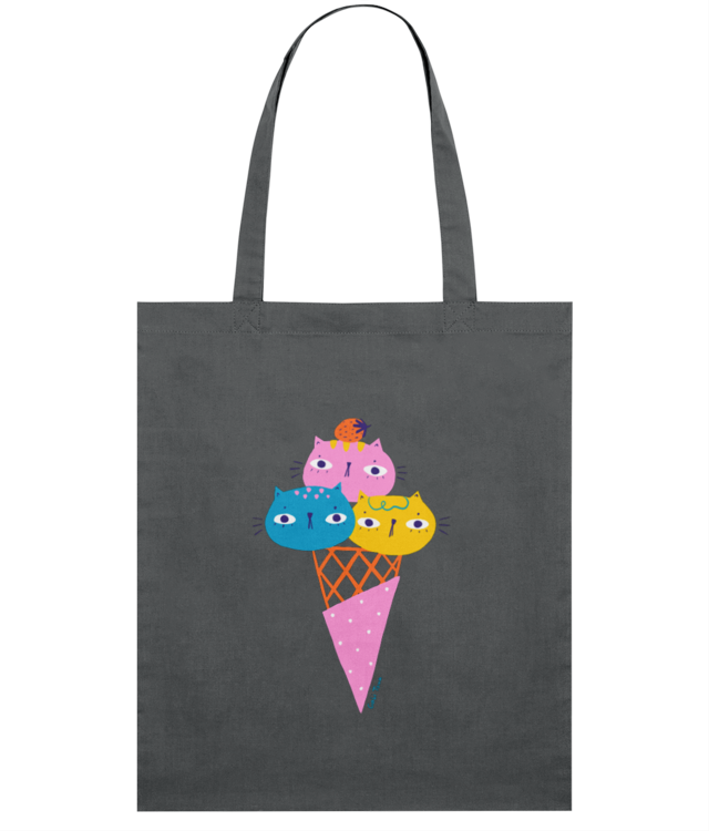 Icecream cats Sacoșă Subțire Țesută De Bumbac | STAU773