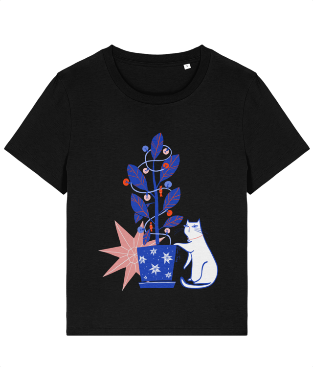 Ficus impodobit cu pisica si stea de Craciun Stella Muser STTW172