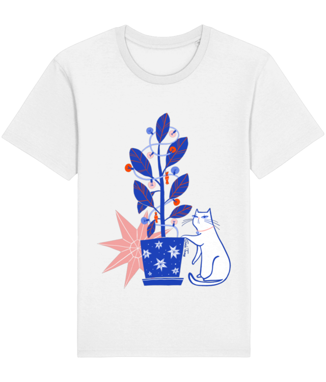 Ficus impodobit cu pisica si stea de Craciun Rocker