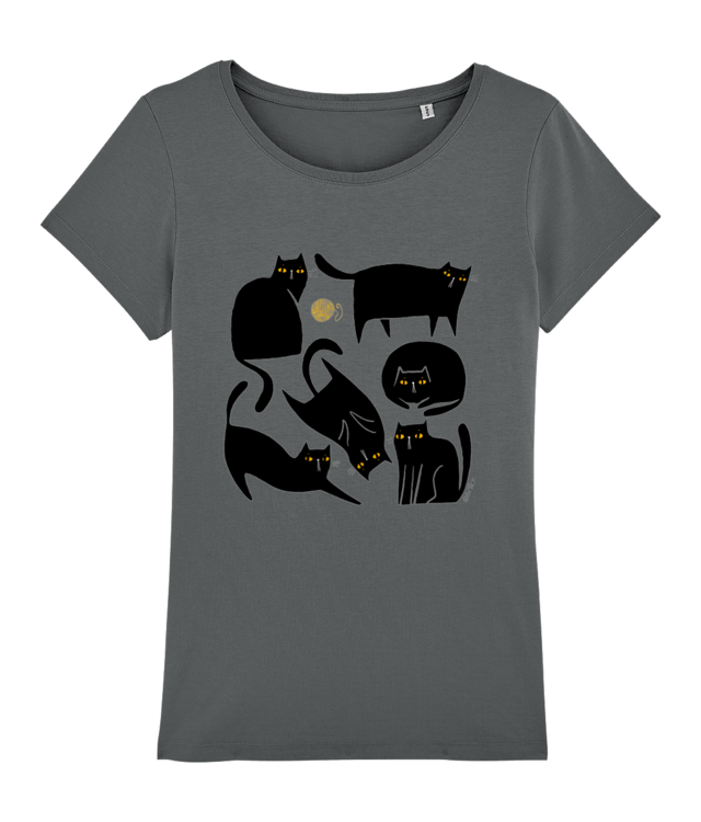 Pisici negre Tricou Femei De Bumbac Premium | Muser