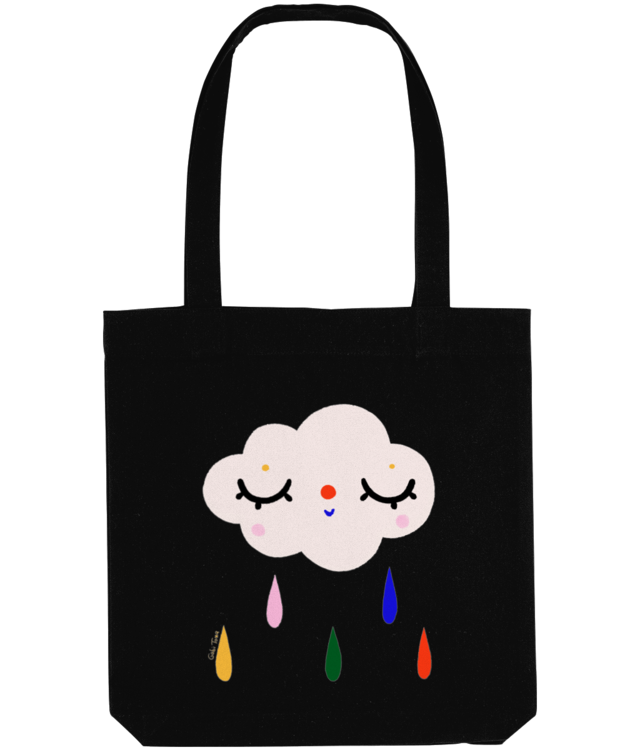 Happy cloud with colourful raindrops Sacoșă Țesută De Bumbac Organic | STAU760