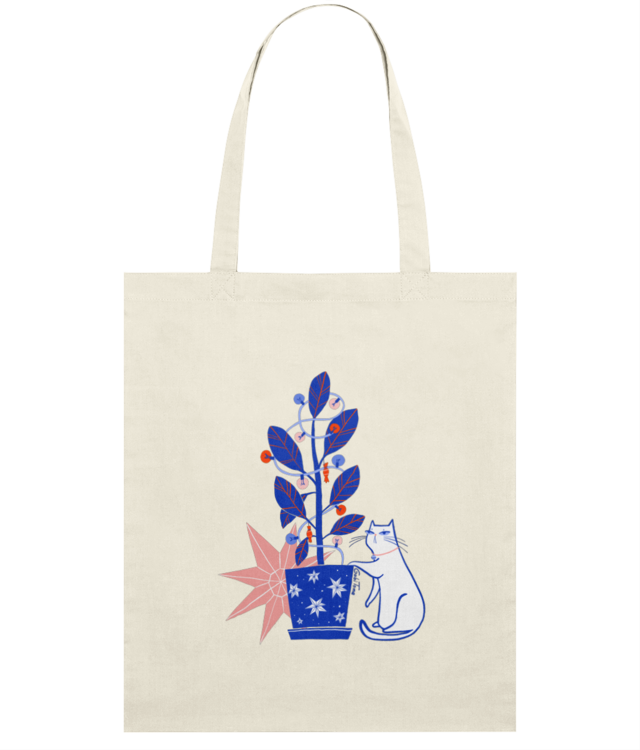 Ficus impodobit cu pisica si stea de Craciun Light Tote Bag