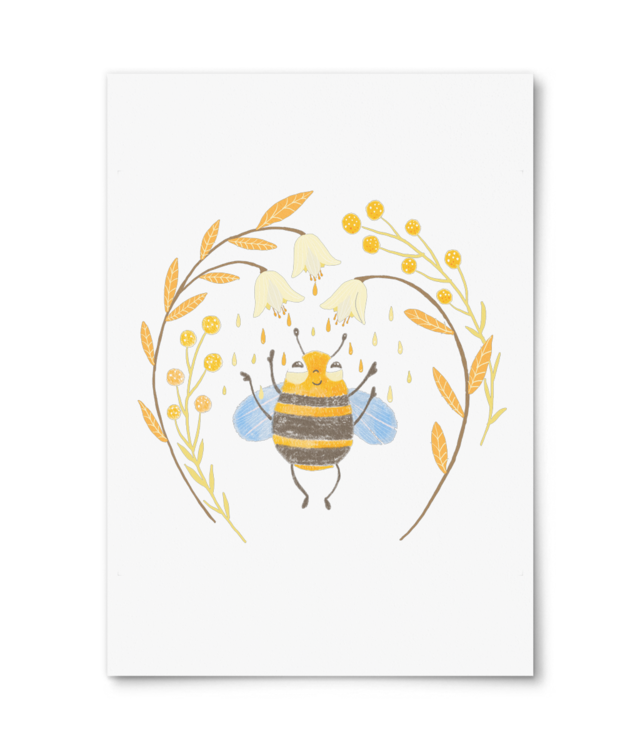Flowers and a Bee, a Bee and Reverie Giclée Fine Art - Portrait | PhotoRag Bright White