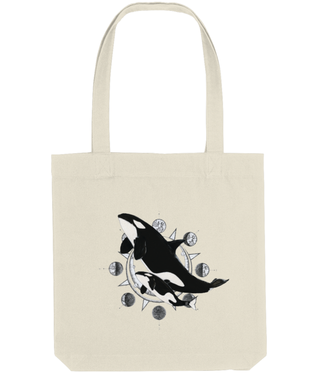 Orca & moon phases Sacoșă Țesută De Bumbac Organic | STAU760