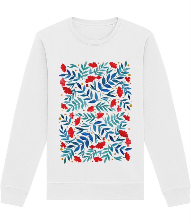 Floral design - red and turquoise Bluză Unisex Essential | Roller