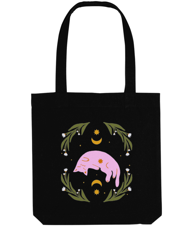Pisica cu flori Tote Bag