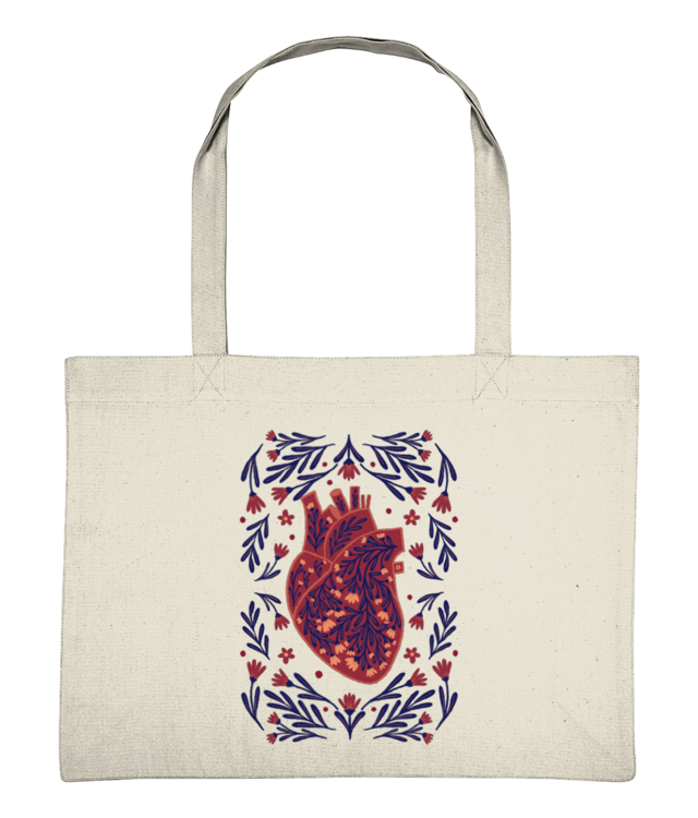 Inima cu flori indigo Shopping Bag