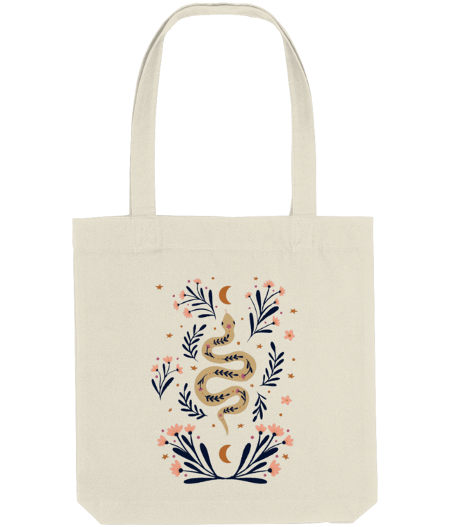 Snake and flowers  Sacoșă Țesută De Bumbac Organic | STAU760