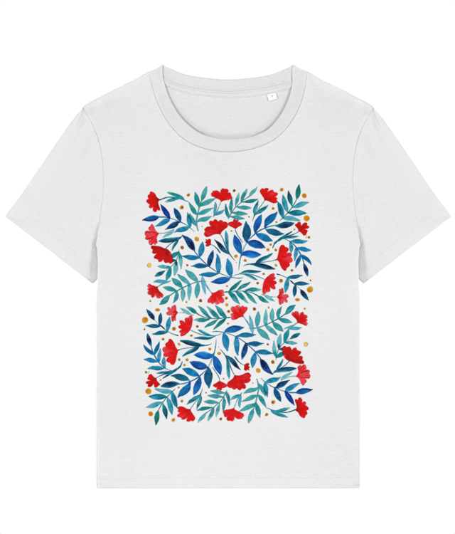 Floral design - red and turquoise Tricou Femei De Bumbac Premium | Muser