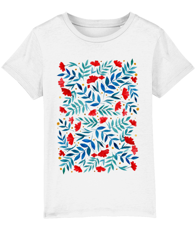 Floral design - turcoaz si rosu Tricou De Bumbac Premium | Mini Creator 2.0