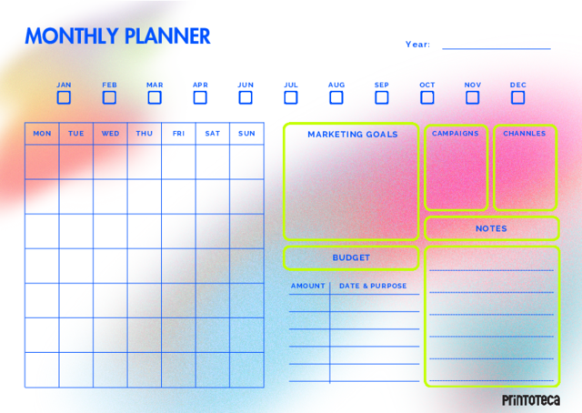 Monthly planner